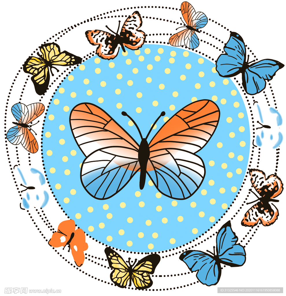 蝴蝶 彩色 卡通 T恤