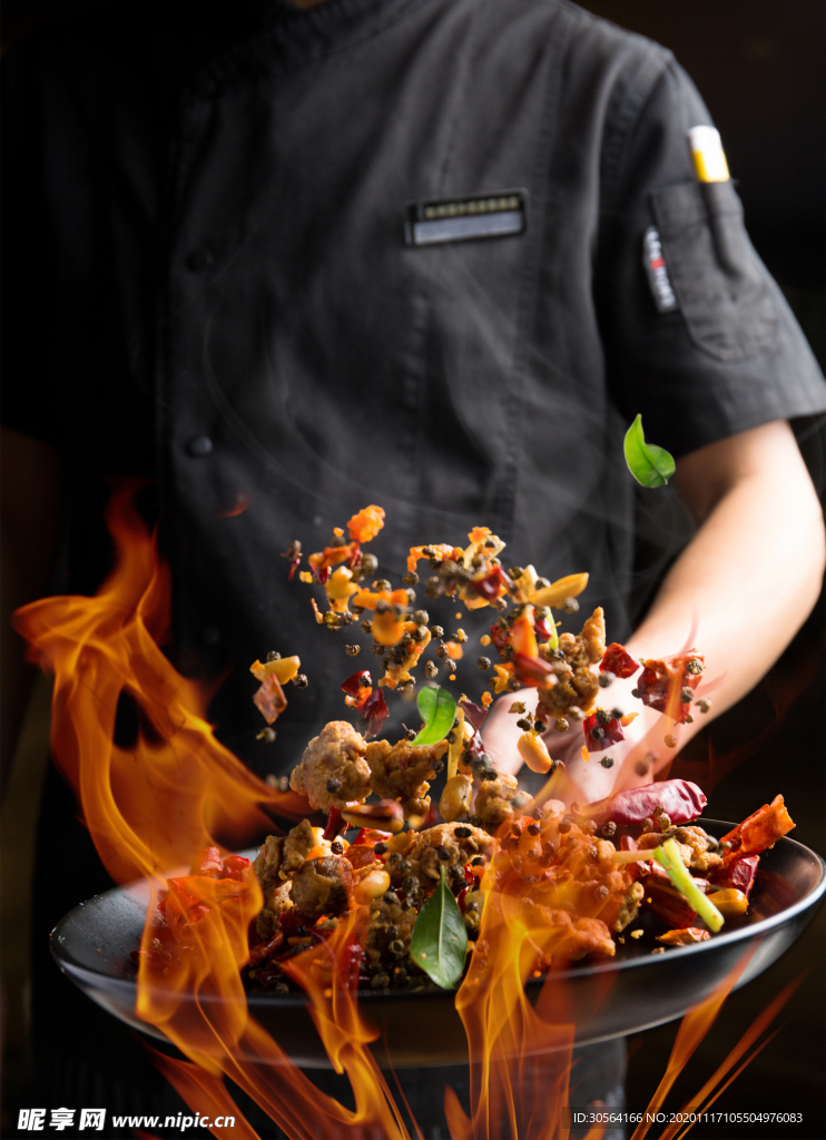 爆炒美食食材背景海报素材