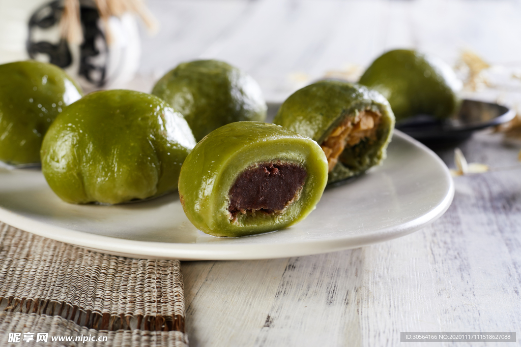 青团美食食材背景海报素材