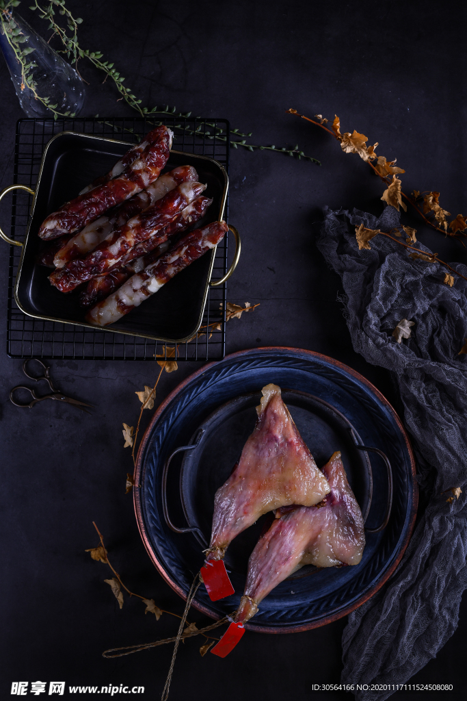 腊肉年货美食食材背景海报素材