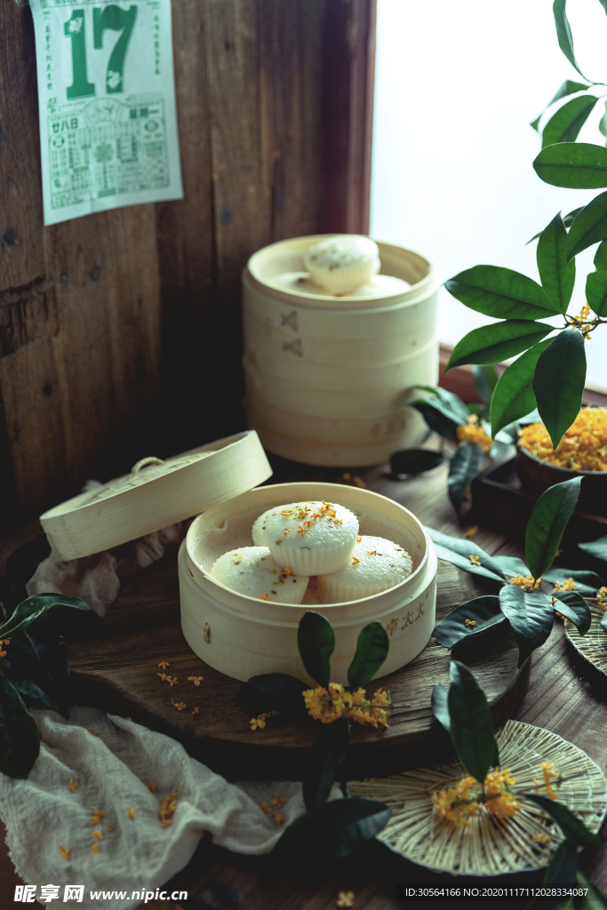 桂花糕美食食材背景海报素材