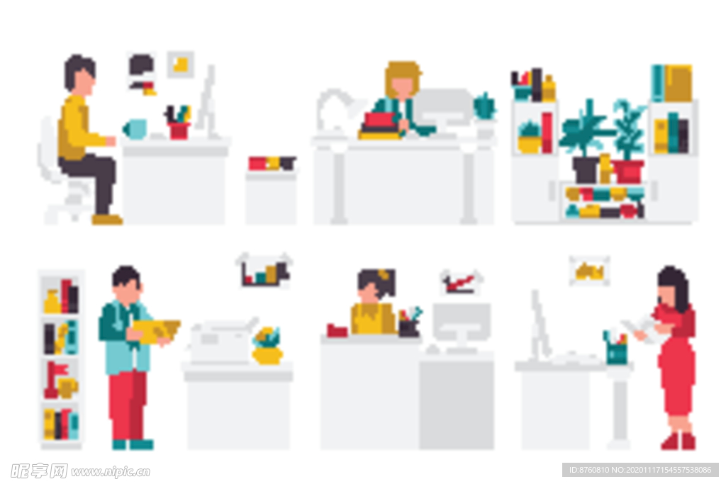 办公室人物场景及设备