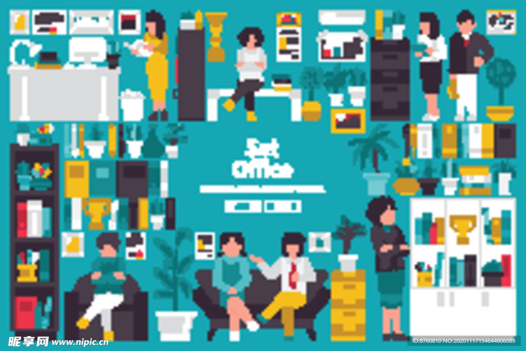 办公室人物场景及设备