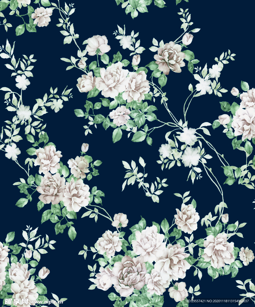 手绘花 数码 印花 设