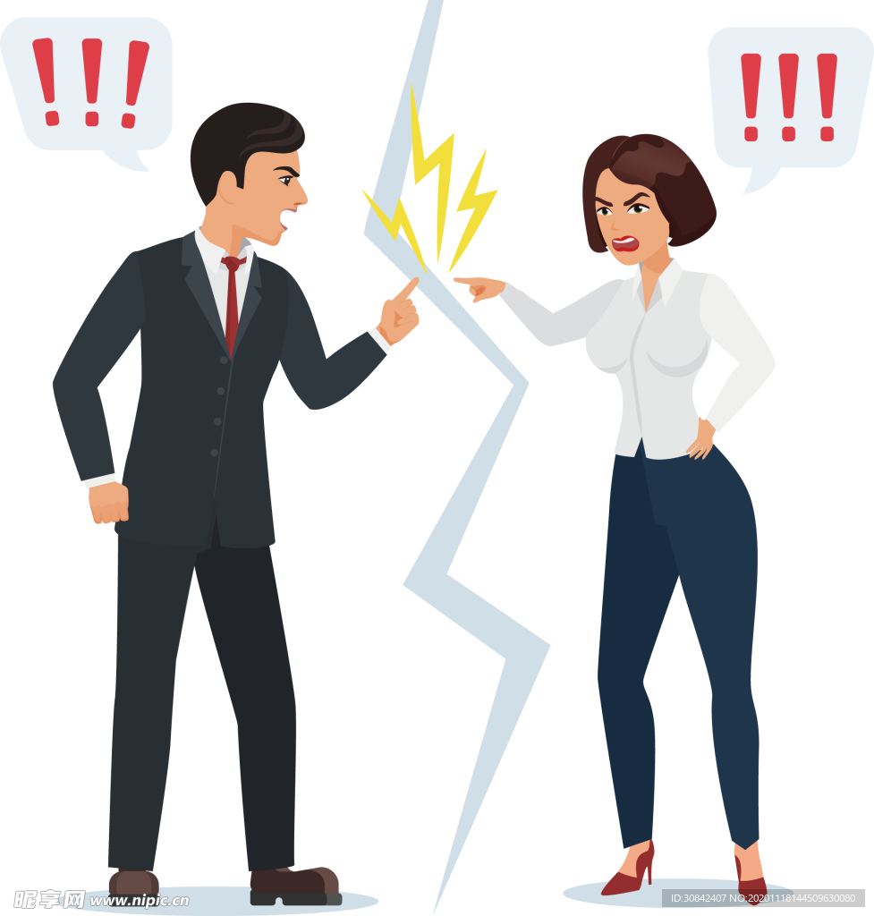 正在吵架的商务男女