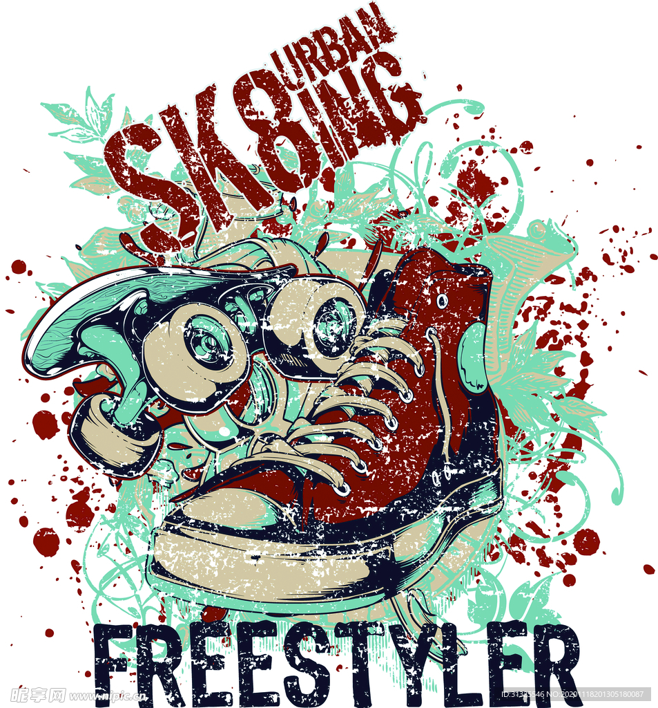 鞋子  滑板  T恤 裁片