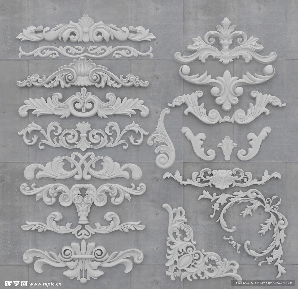 欧式角花雕花3d模型