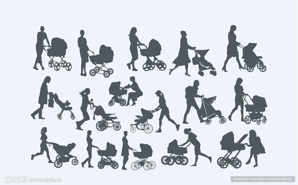 婴儿车 剪影