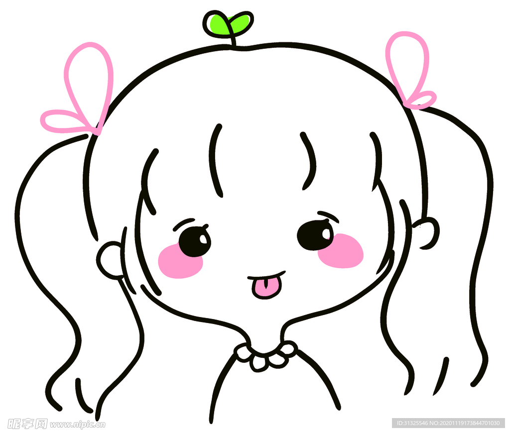 女孩  线条 可爱 卡通