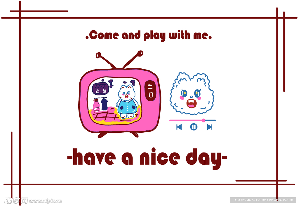 熊 电视 唱歌 T恤 裁片