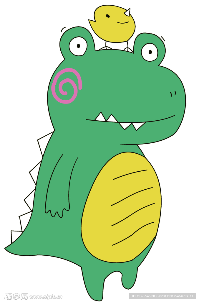 恐龙 T恤 裁片 小鸟