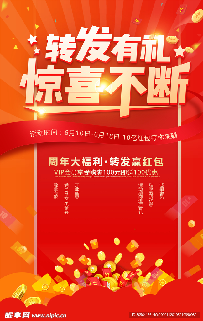 转发有礼商场活动促销海报素材