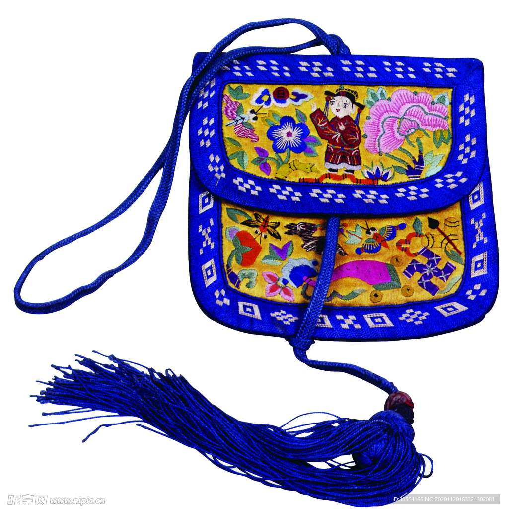 荷包香囊复古传统刺绣背景素材