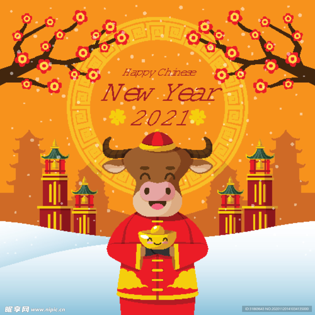 牛 新年展板背景