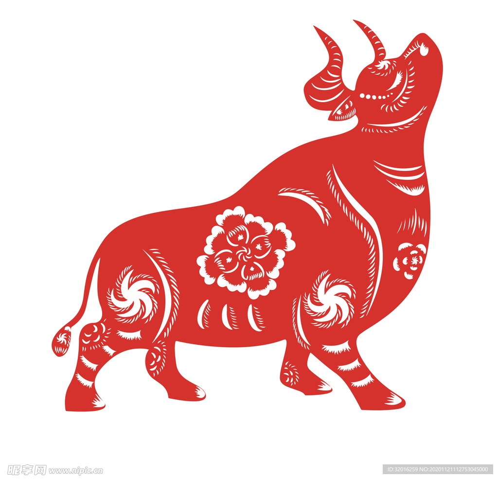 年画牛 剪纸牛2