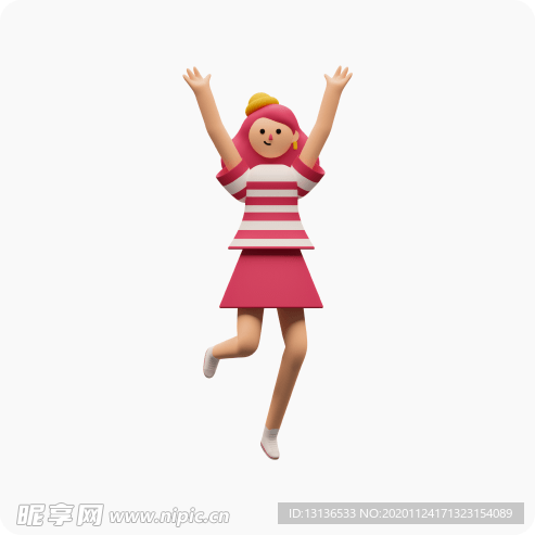 女孩c4d 插图 模型 扁平化