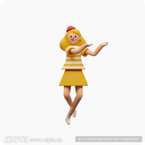 女孩c4d 插图 模型 扁平化