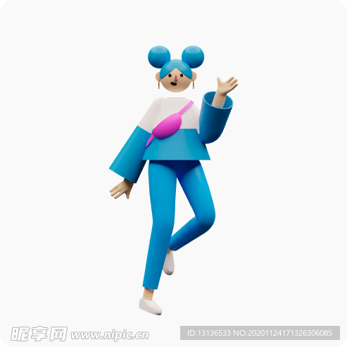 女孩c4d 插图 模型 扁平化