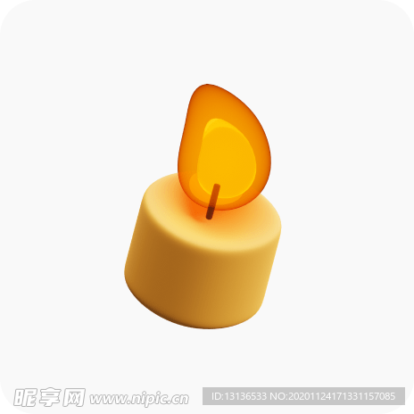 蜡烛c4d 插图 模型 扁平化