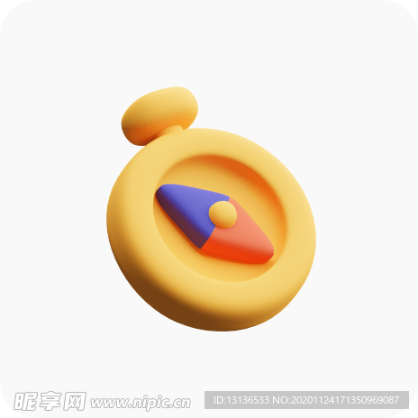 指南针c4d 插图 模型 扁平