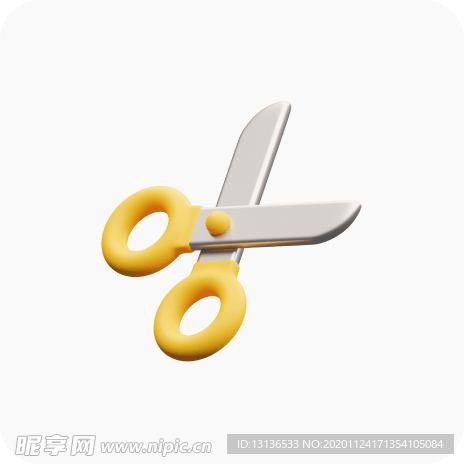 剪刀c4d 插图 模型 扁平化