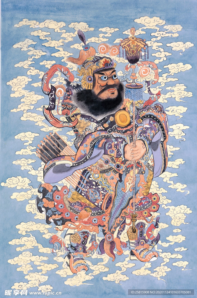 门神爷 四季平安 财神到年画