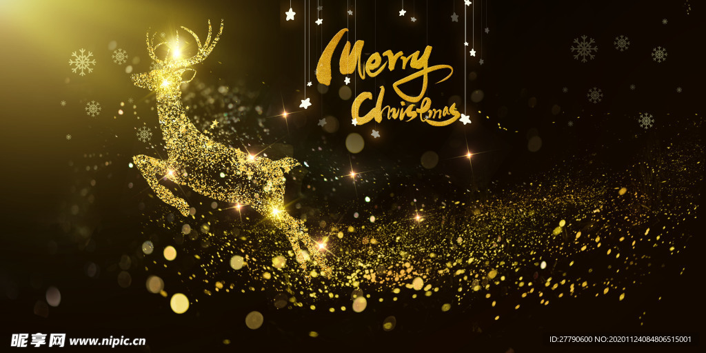 金色闪耀圣诞麋鹿