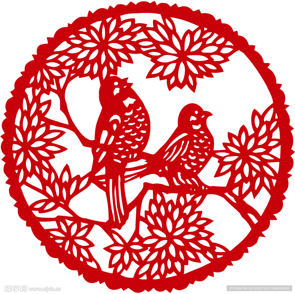 剪纸喜鹊传统文化海报素材