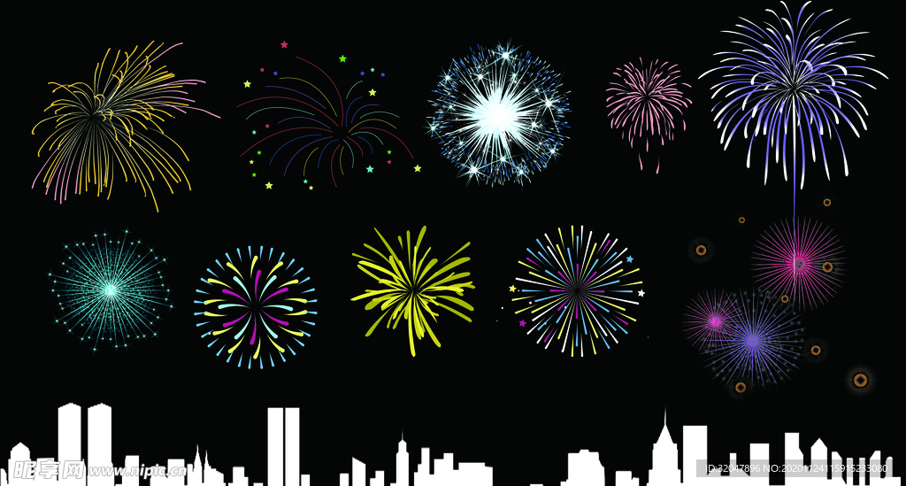 星光  烟花  城市  素材