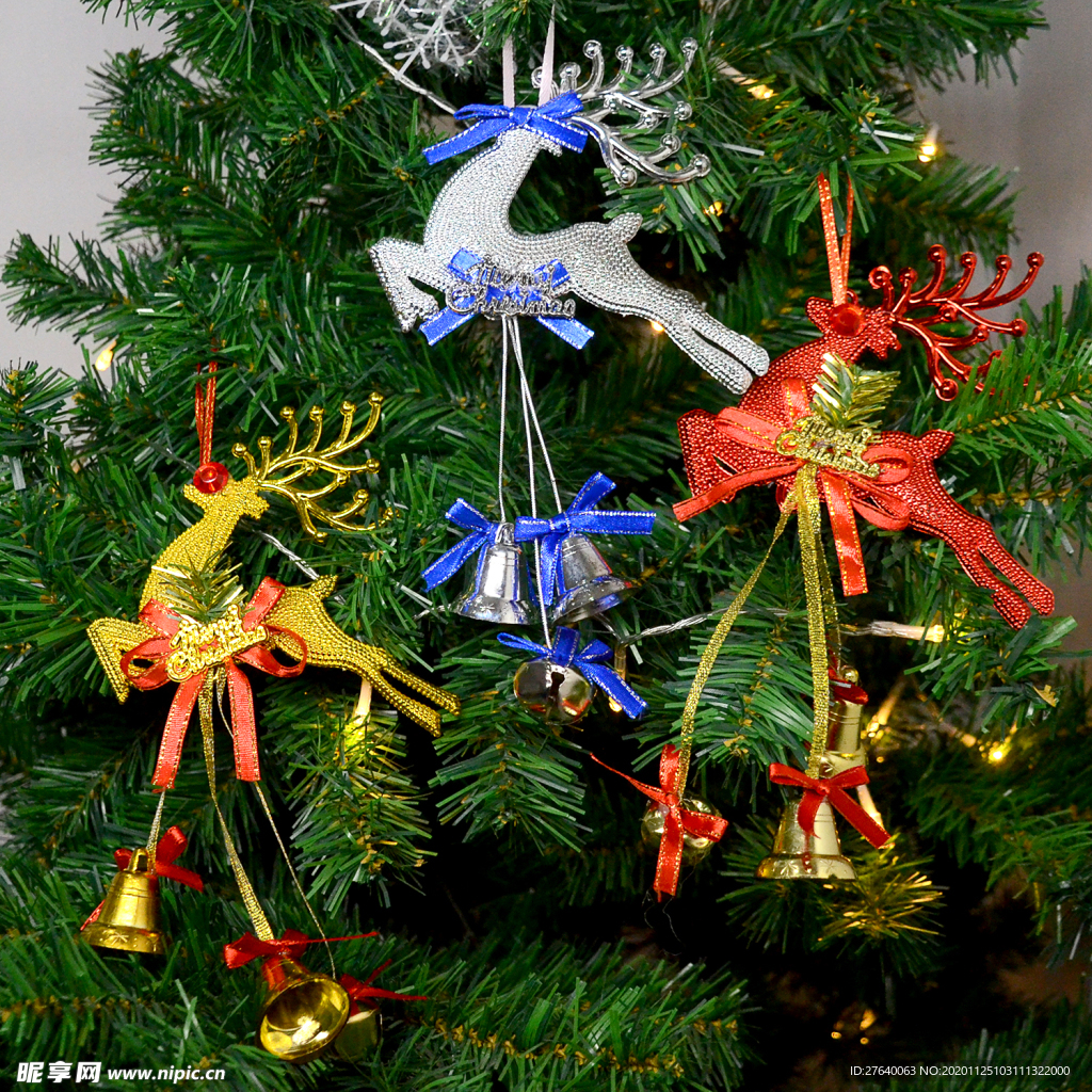 圣诞树挂饰 麋鹿铃铛
