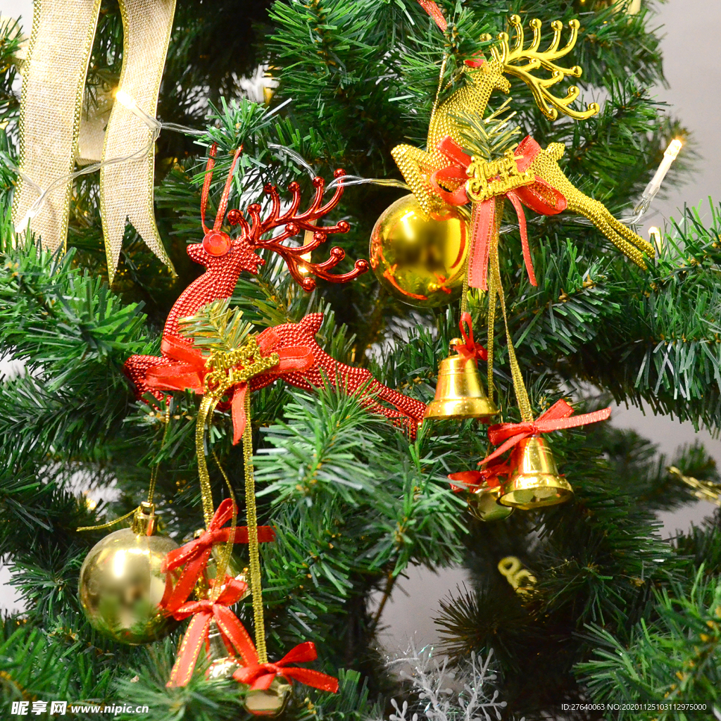 圣诞树挂饰 麋鹿铃铛