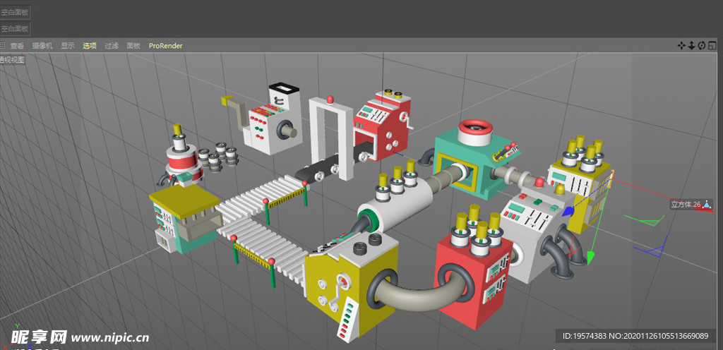 卡通工厂机械流水线C4D