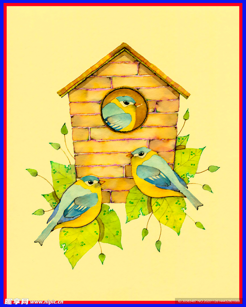 图案 漫画  鸟 房子
