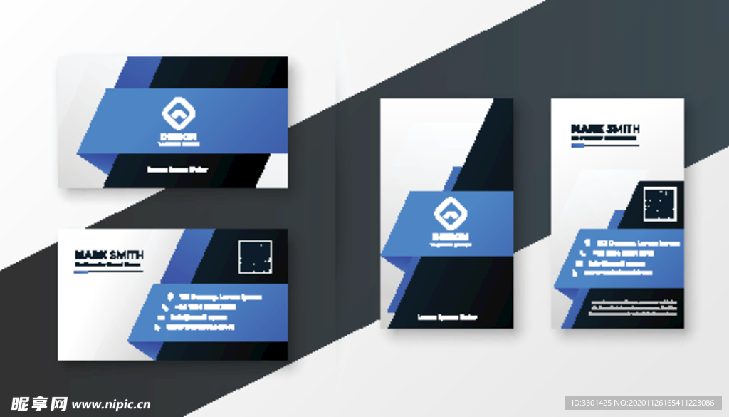 抽象蓝色名片几何名片设计