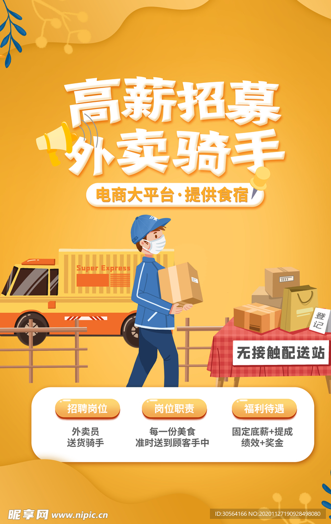 骑手招聘招人活动海报素材