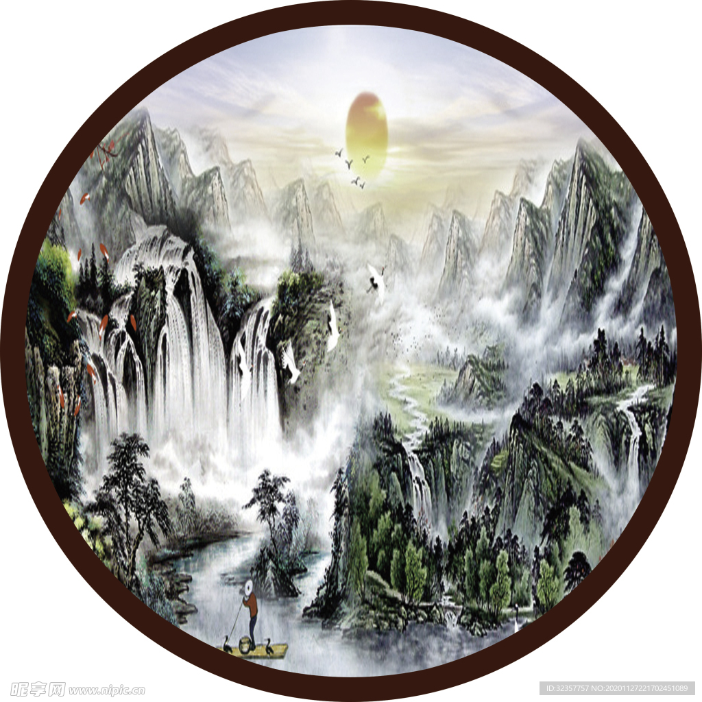 花开富贵 三联画 家居画 装饰