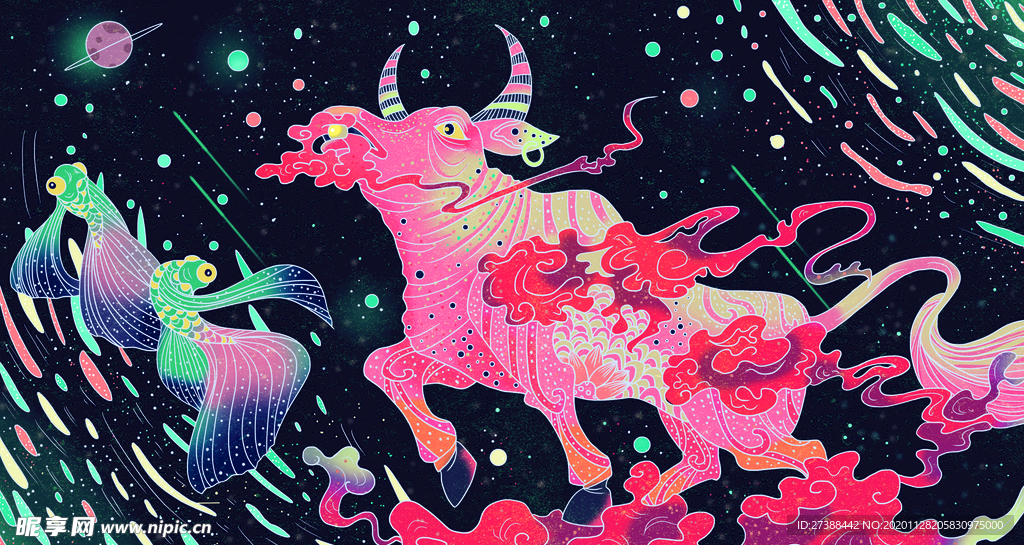牛年国潮插画