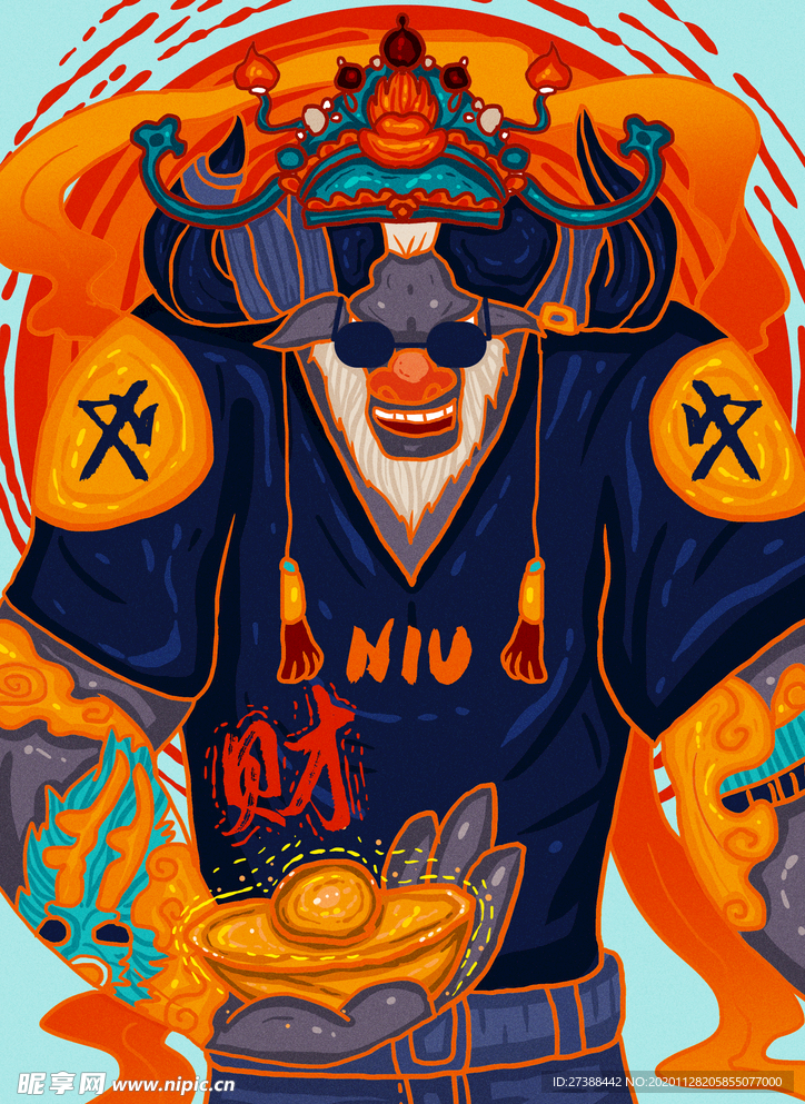 牛年国潮插画