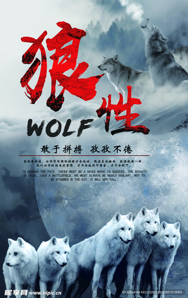 狼性精神企业文化标语海报素材