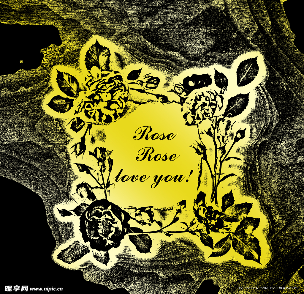 玫瑰浮雕烫金背景纹路图