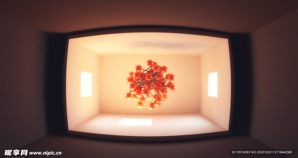 C4D 模型画廊室房间密室