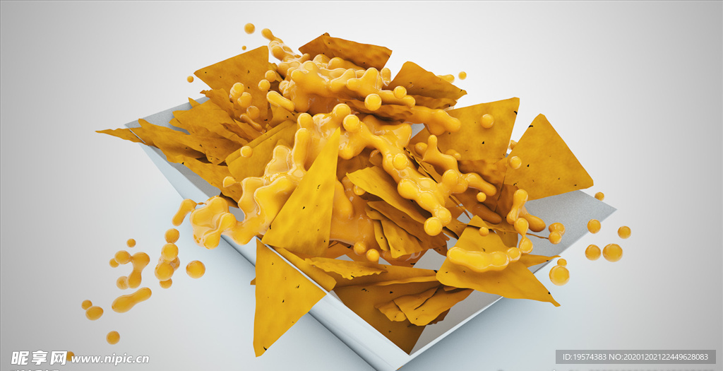 C4D 模零食饼干薯片广告碎片