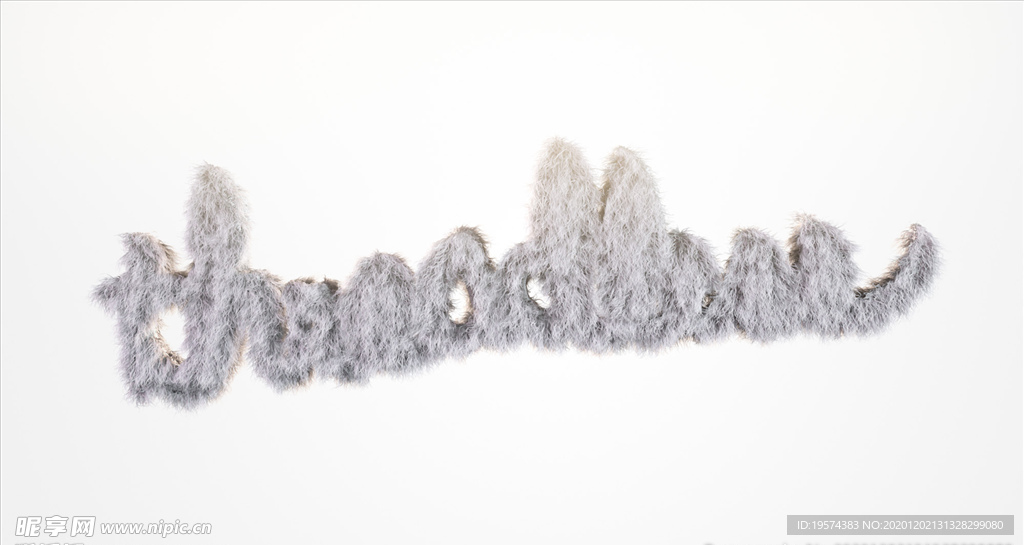 C4D 模型毛绒下雪字体