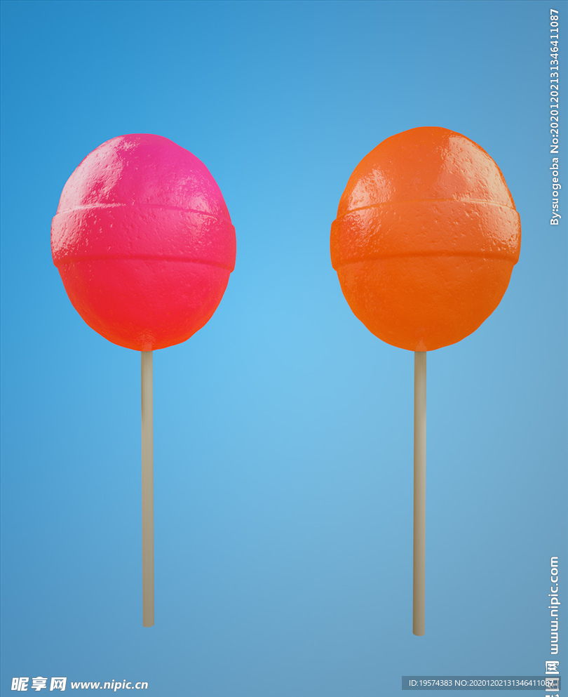 C4D 模型 水果味棒棒糖