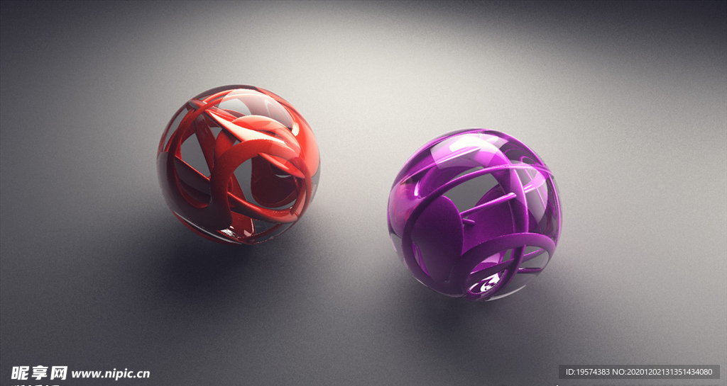 C4D 模型 弹珠 玻璃球