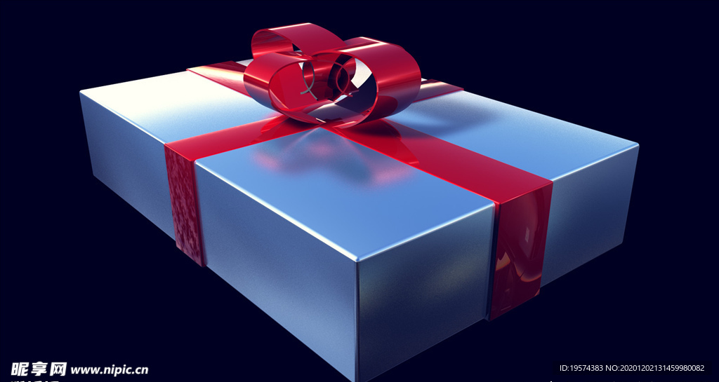 C4D 模型锡箔礼盒银色礼物