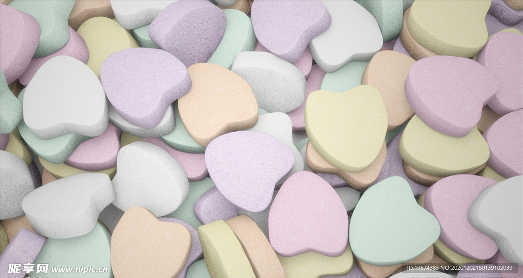 C4D模型 爱心糖果口香糖奶片