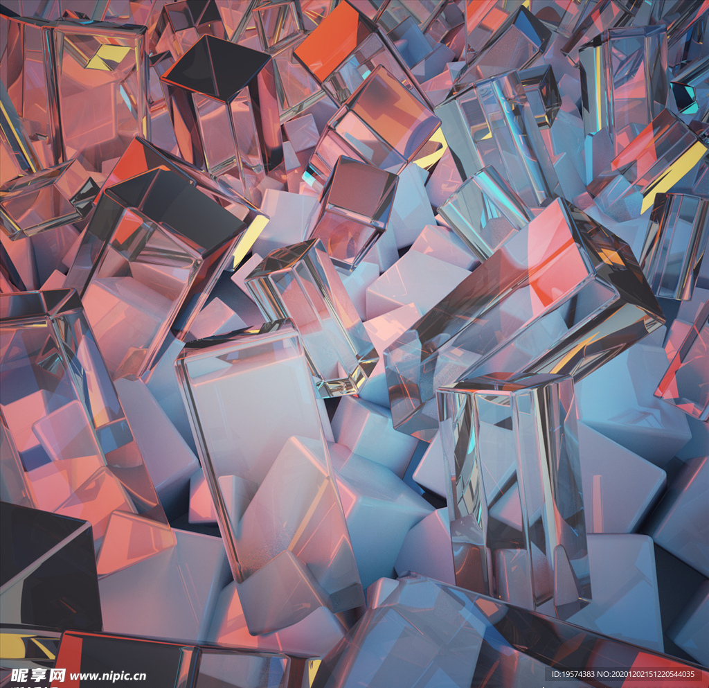 C4D 模型玻璃立方体方块冰块