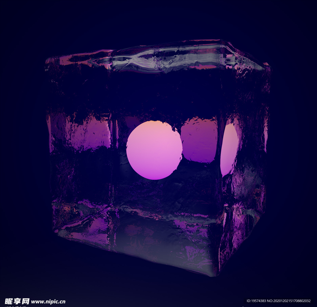 C4D 宝石方块玻璃反射灯光