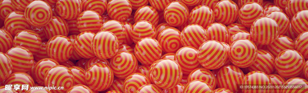 C4D 模型 橙色条纹球